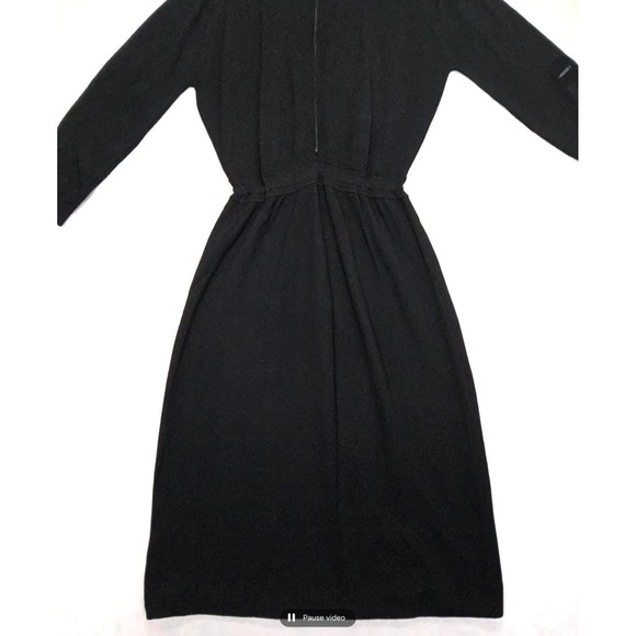 Vtg Sweater Dress 50s 60s S 8 James Kenrob Pebblecrepe Black Knit Midi A-Line - Picture 3 of 12